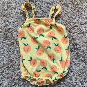 Girls Baby Joe Fresh Citrus Orange Ruffle Sleeveless Onesie Snap Button 6-12m